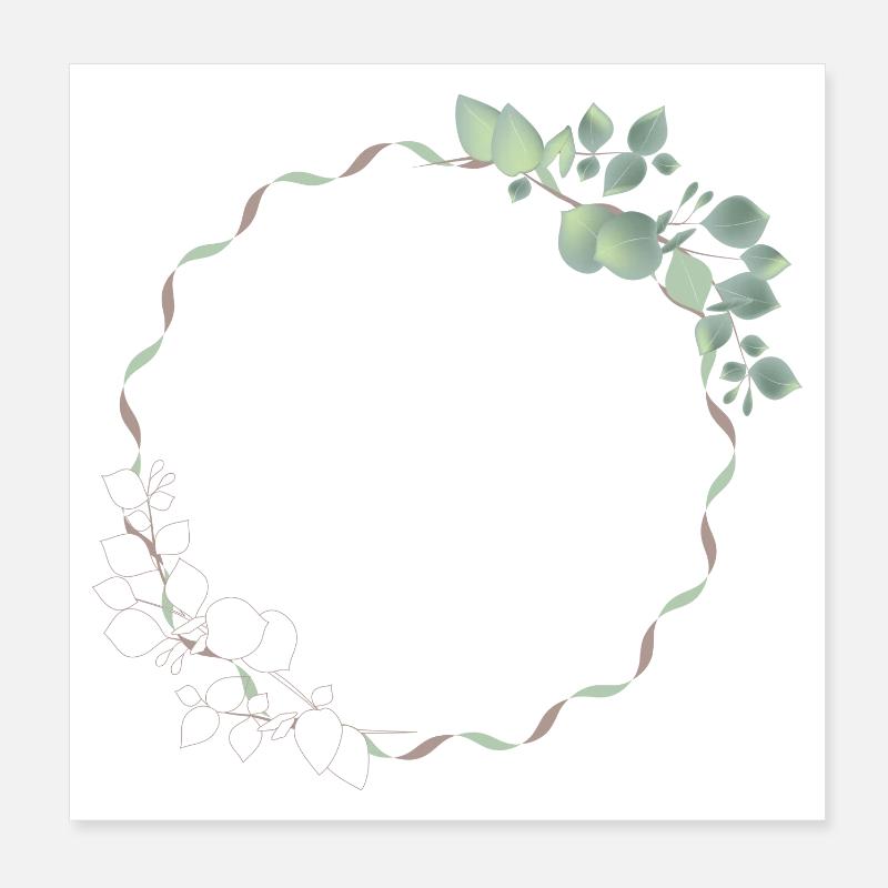 delicate eucalyptus frame for your own texts & motifs Poster 8" x 8" (20x20 cm)