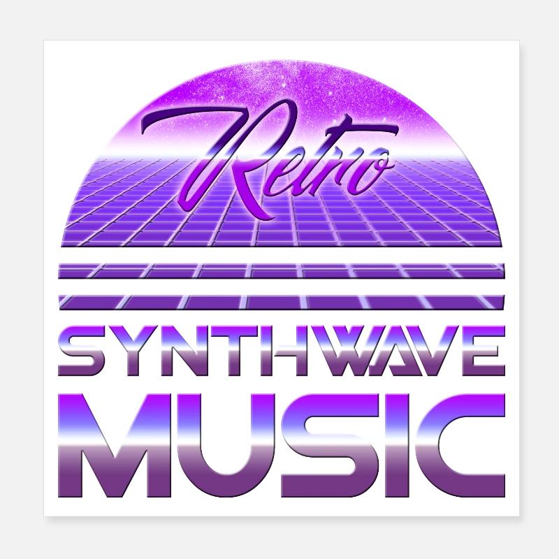 80s Neon Retro Synthwave Music Electronic Wave Poster 20x20 cm
