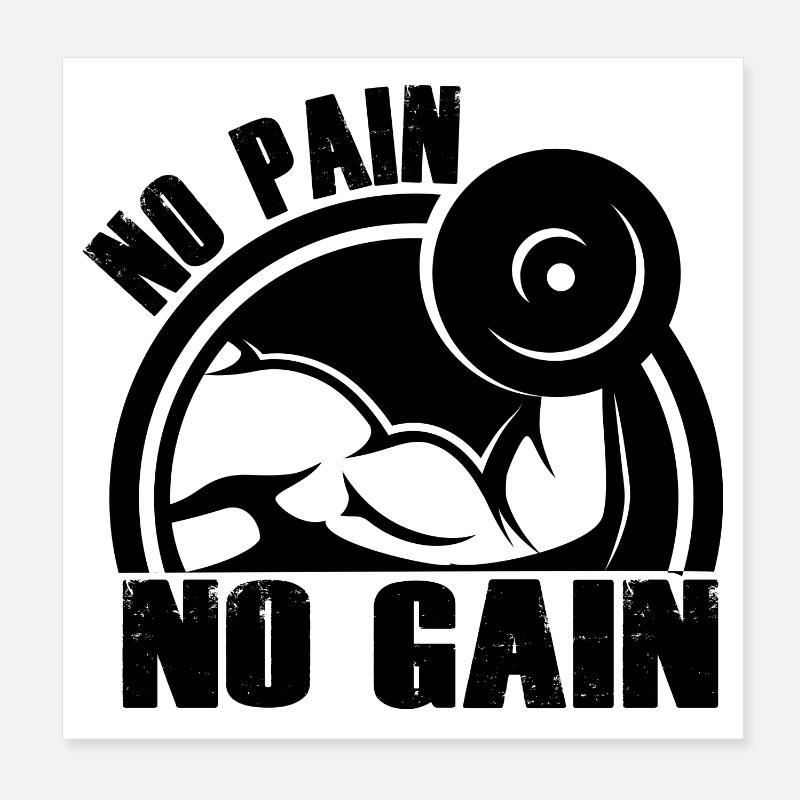 no pain no gain - Poster 20 x 20 cm - blanc