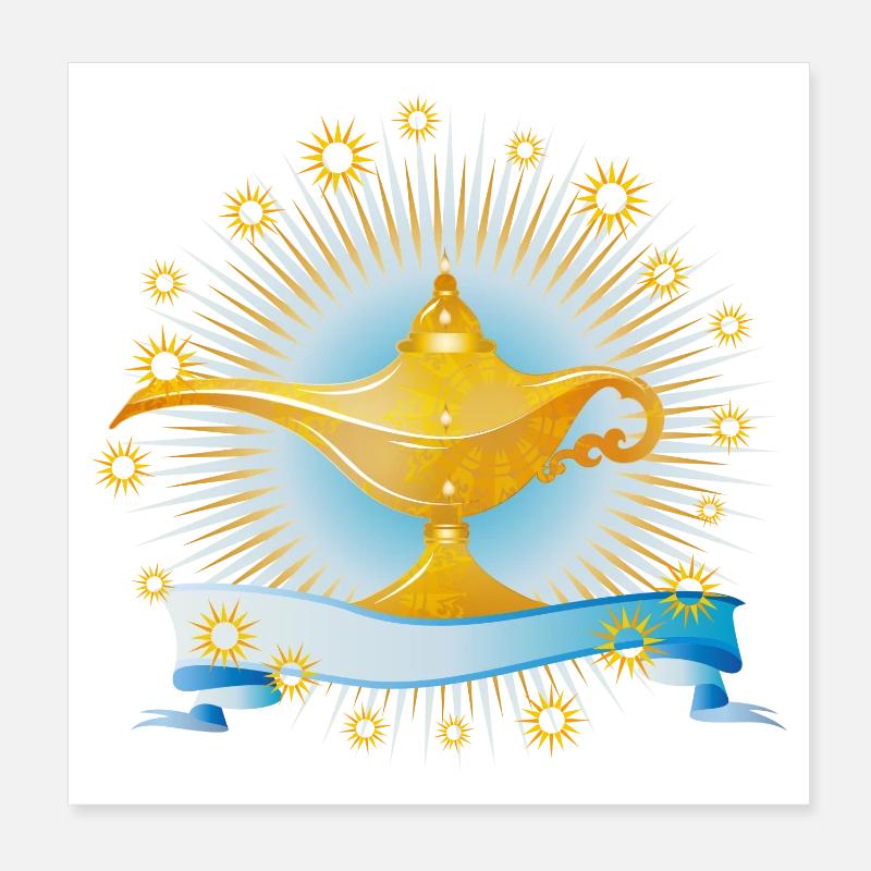 radiant golden oriental magic lamp Poster 8" x 8" (20x20 cm)