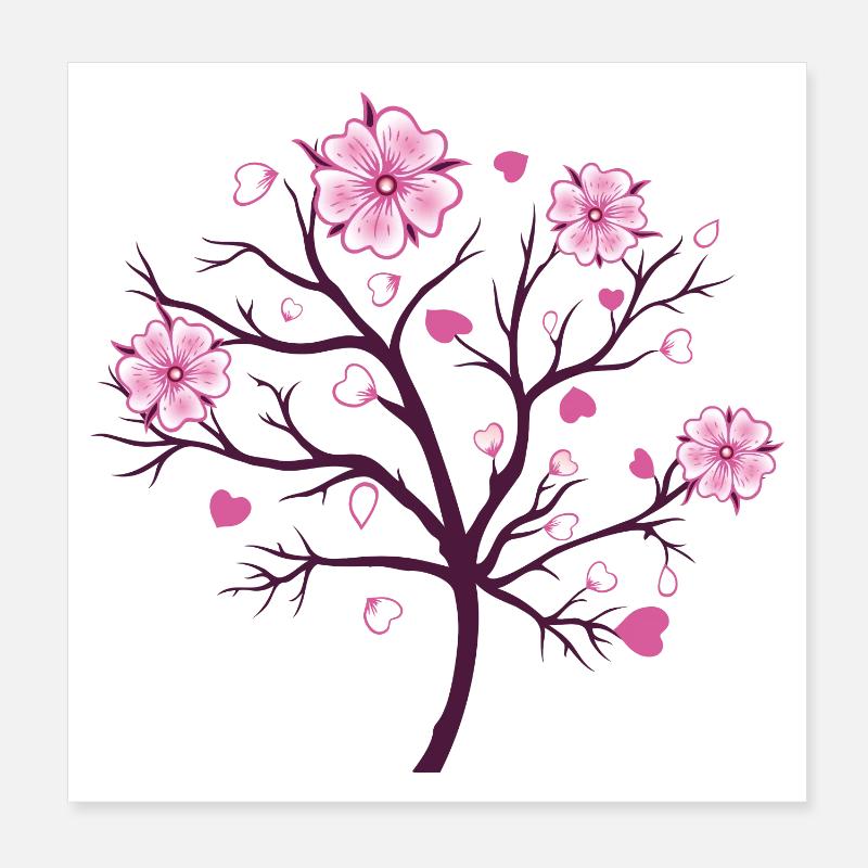 Kirschblüten Blüten Sakura Frühling Poster 20x20 cm