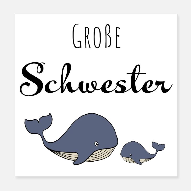 Große Schwester Wal Poster 20x20 cm