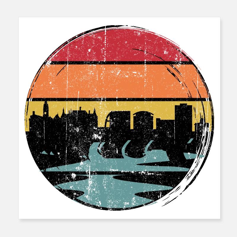 Sunset Skyline Silhouette Poster 8" x 8" (20x20 cm)