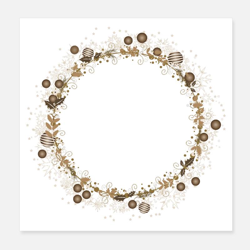 délicate couronne de Noël d’hiver dans des tons bruns Poster 20 x 20 cm