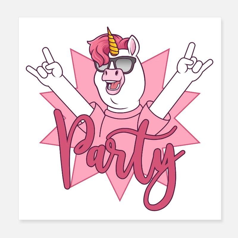 Licorne de la fête Poster 20 x 20 cm