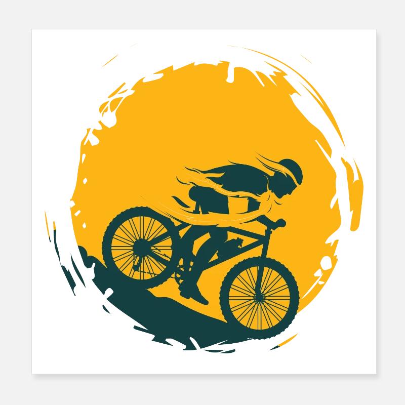 Mountainbiker mit Schwung Poster 20x20 cm