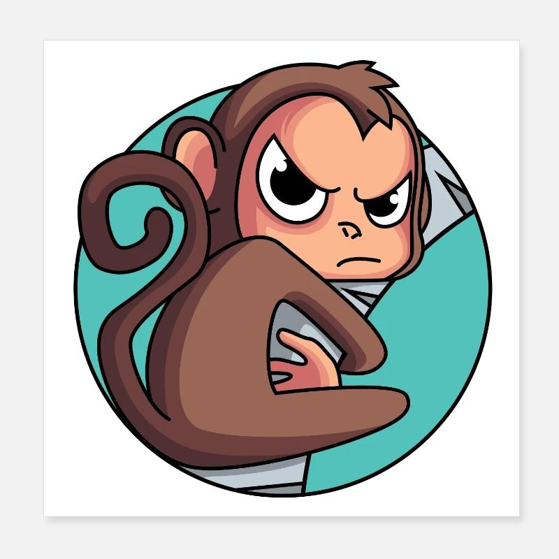 Un singe poussé le long du mur Poster 20 x 20 cm