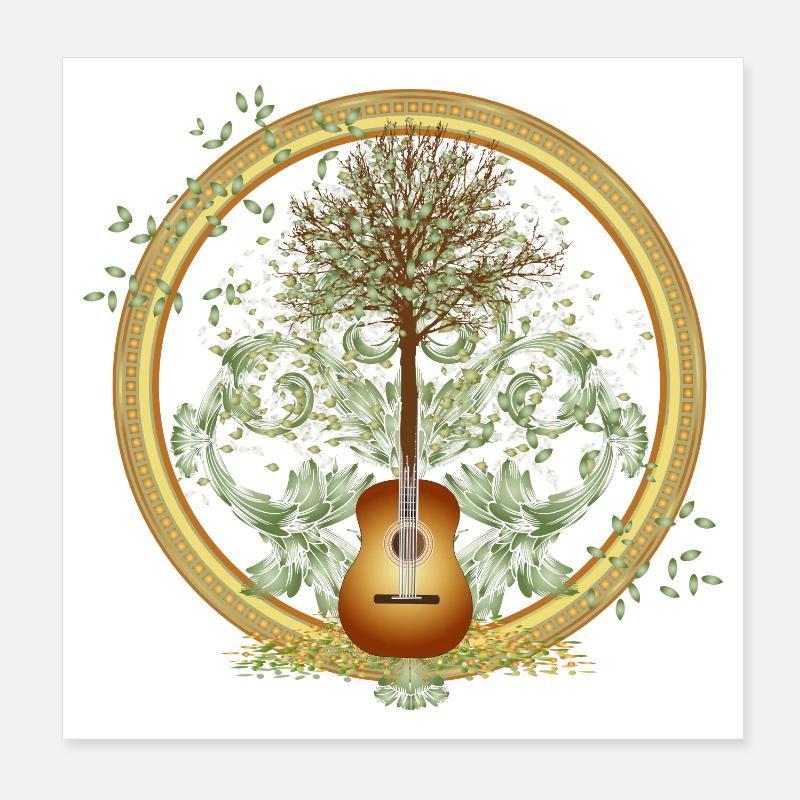 fascinating surreal guitar motif with tree Poster 8" x 8" (20x20 cm)
