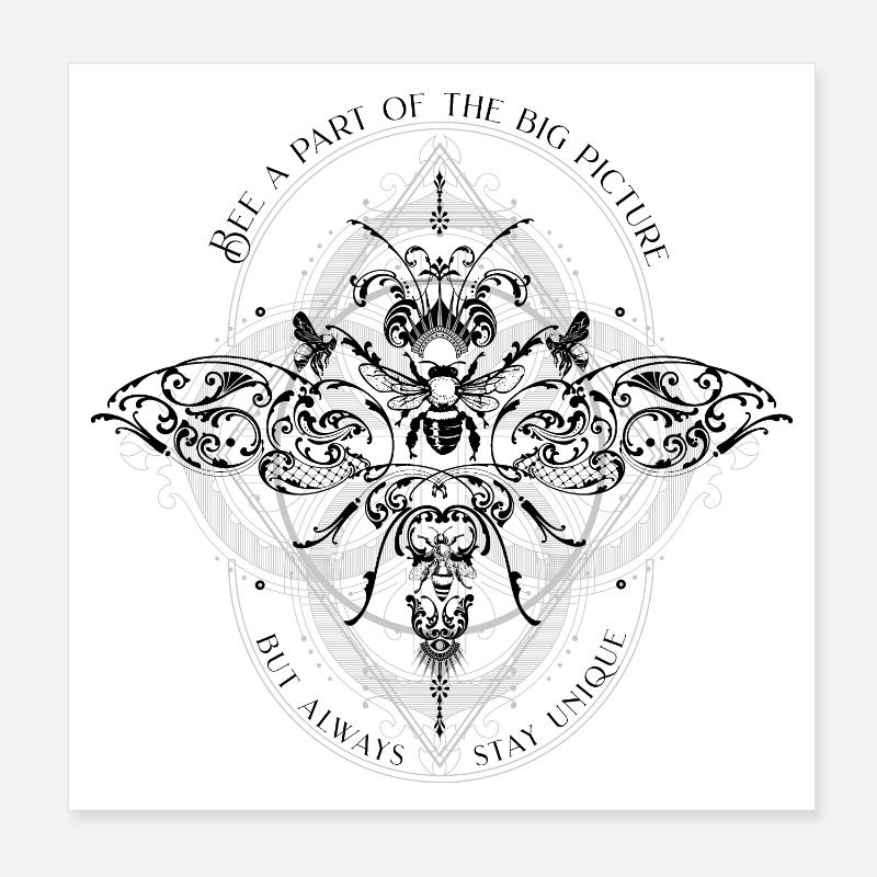 Bee Psychedelic Geometry Pattern cool dicton Poster 20 x 20 cm