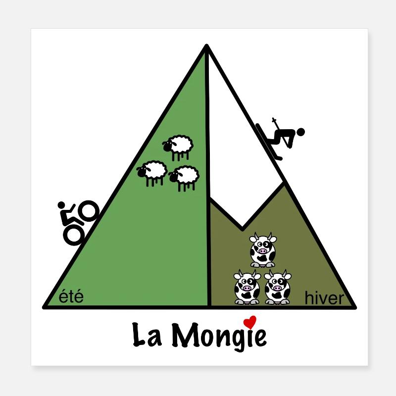 Été hiver à La Mongie - Poster 20 x 20 cm - blanc