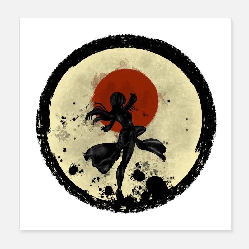 Geisha Action - Poster 20x20 cm - Weiß