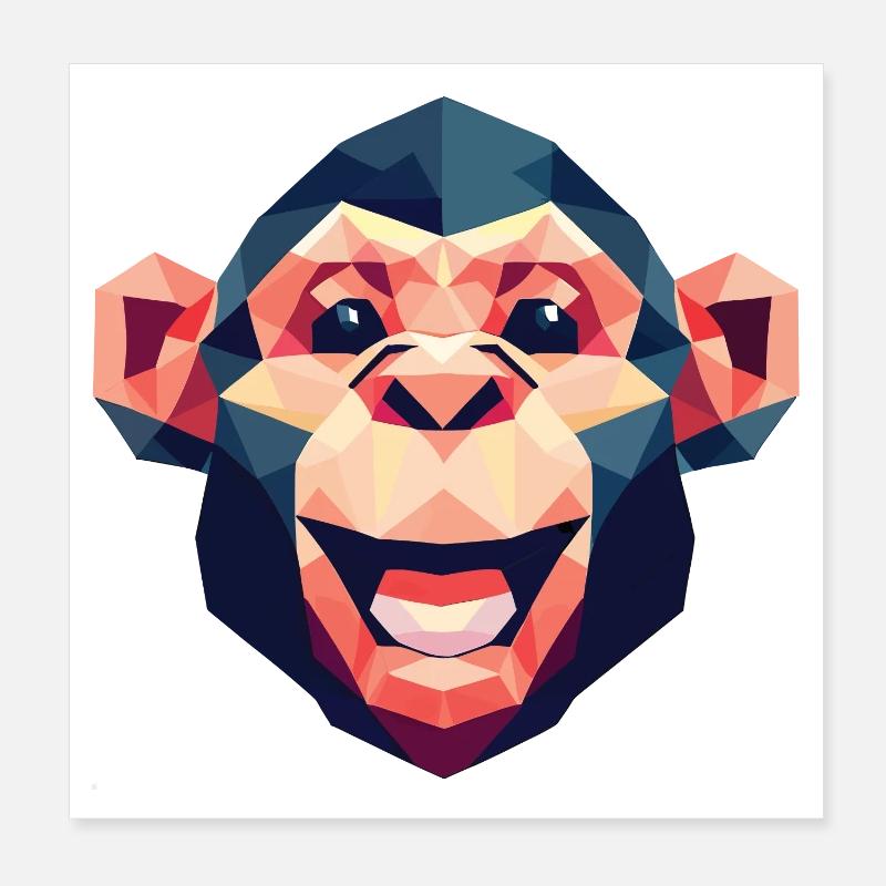 Polygon-Affe Poster 20x20 cm