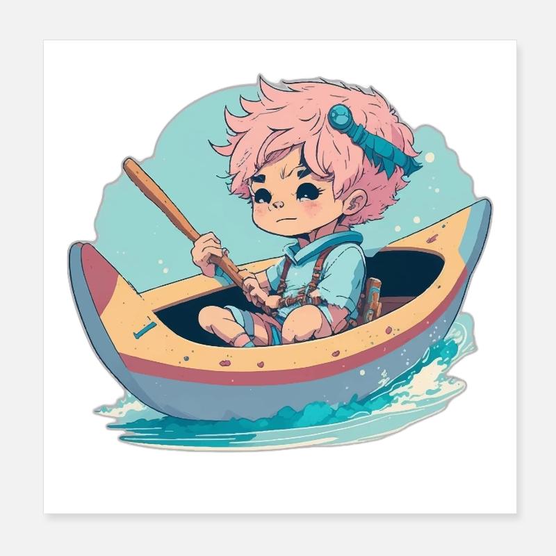 Boy in the canoe Poster 8" x 8" (20x20 cm)