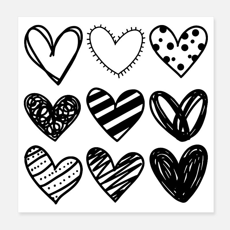 Nine Hearts Poster 8" x 8" (20x20 cm)