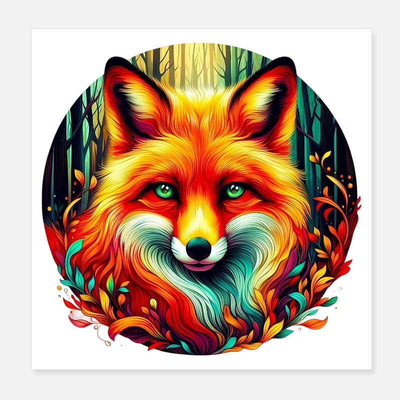 Fox Poster 8" x 8" (20x20 cm)