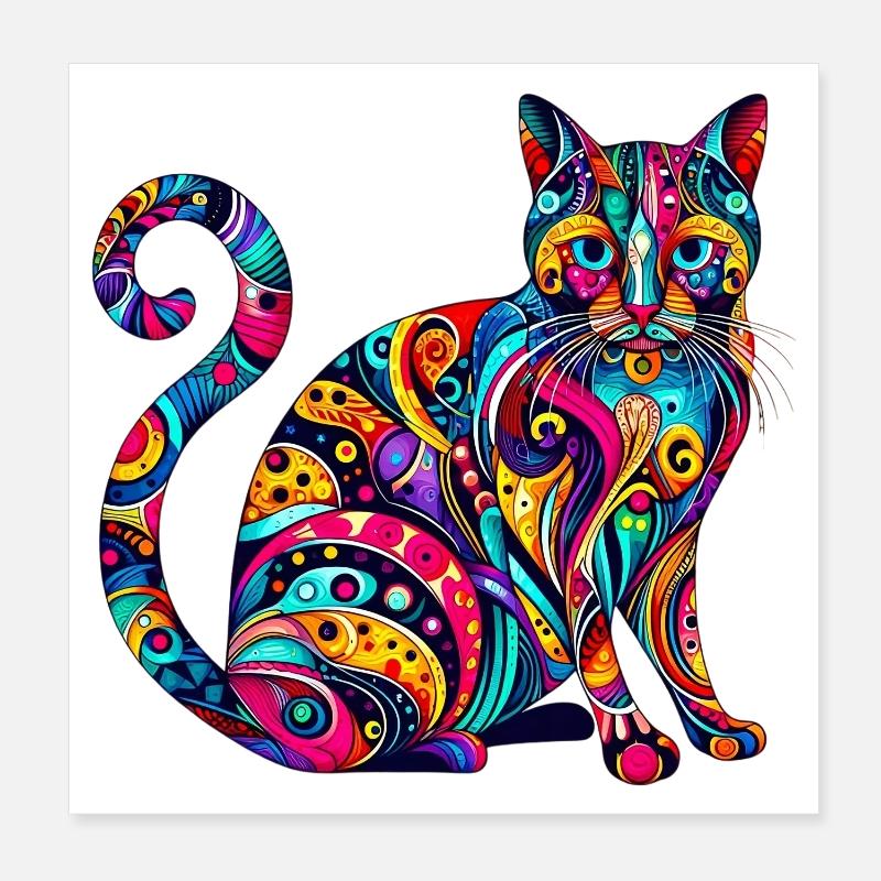 Katze - Poster 20x20 cm - Weiß