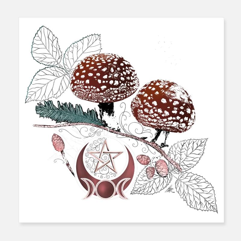 Champignon Wicca Symbole Naturel Magie Automne Poster 20 x 20 cm