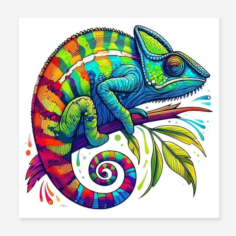 Chamäleon - Poster 20x20 cm - Weiß