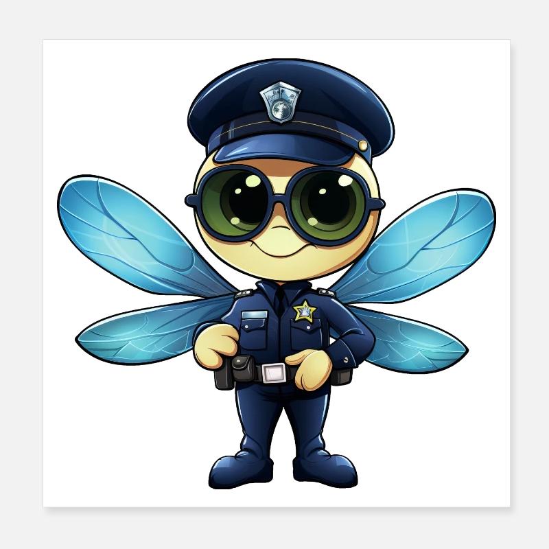 Libellen Polizei Poster 20x20 cm