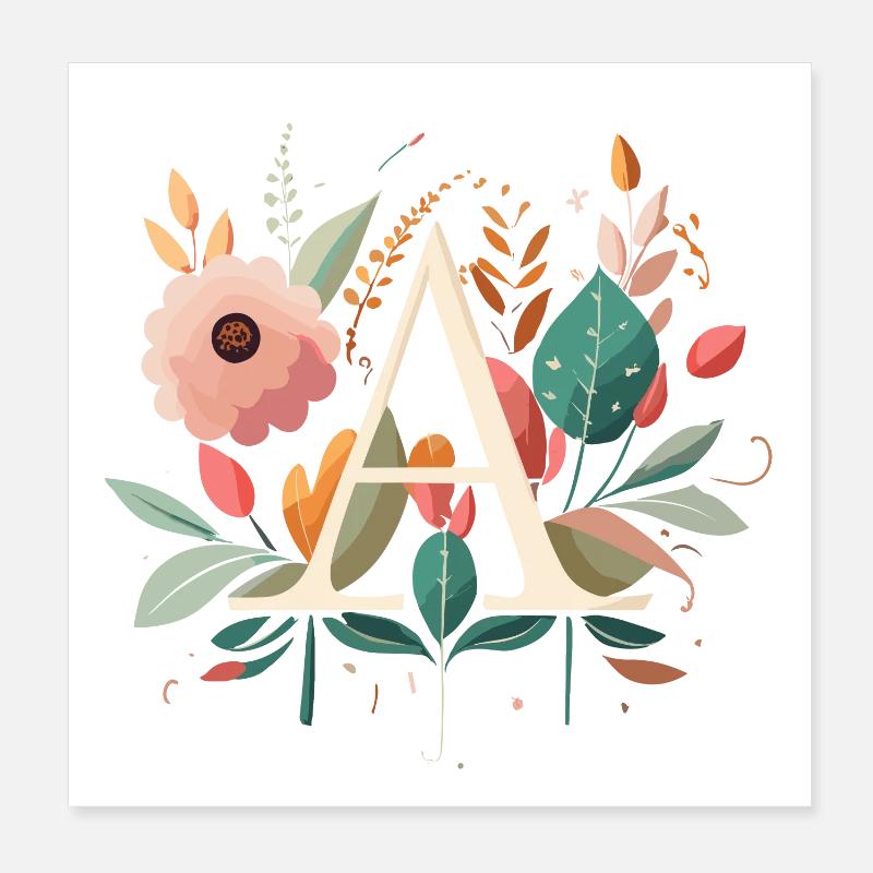 A Typografie mit Blumen Poster 20x20 cm