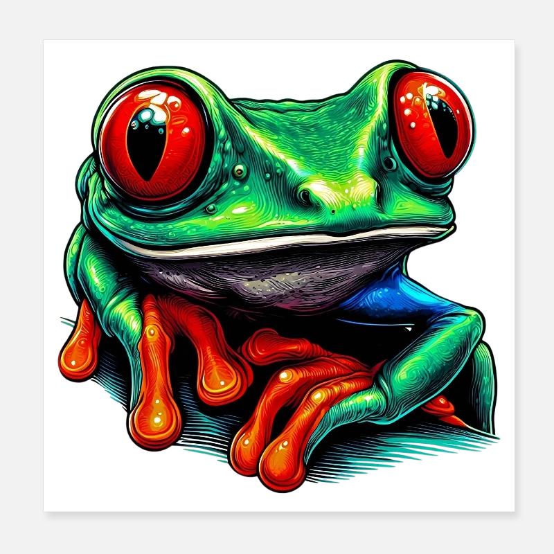 Rotäugiger Laubfrosch Poster 20x20 cm