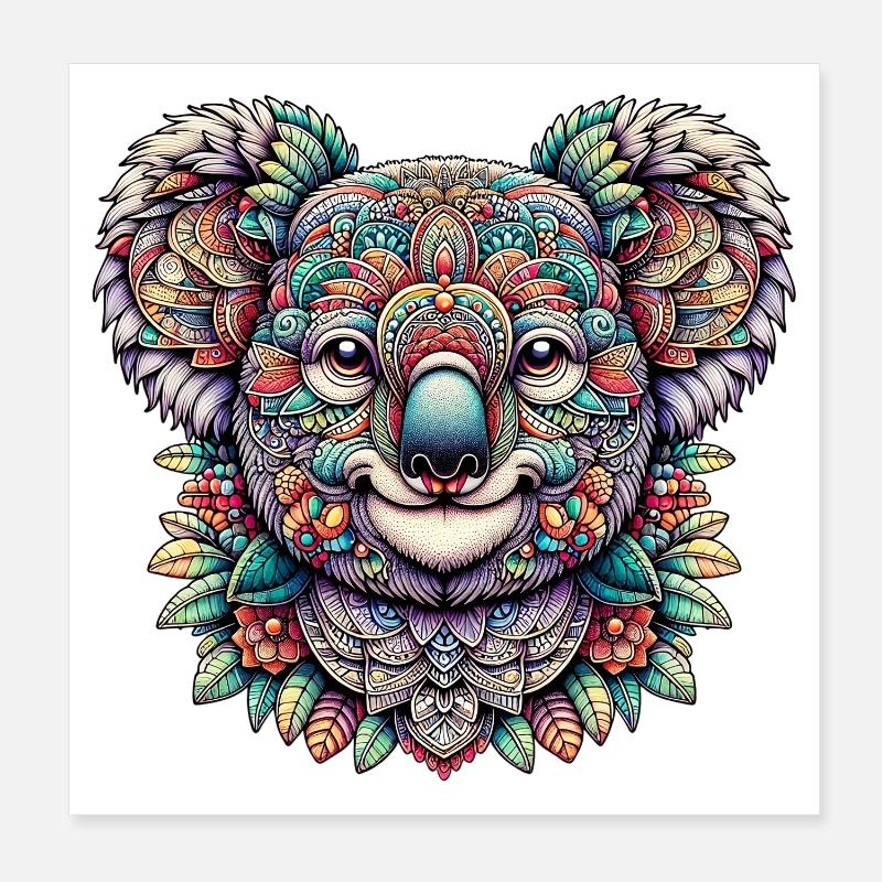 Koala décoré de Mandalas Poster 20 x 20 cm