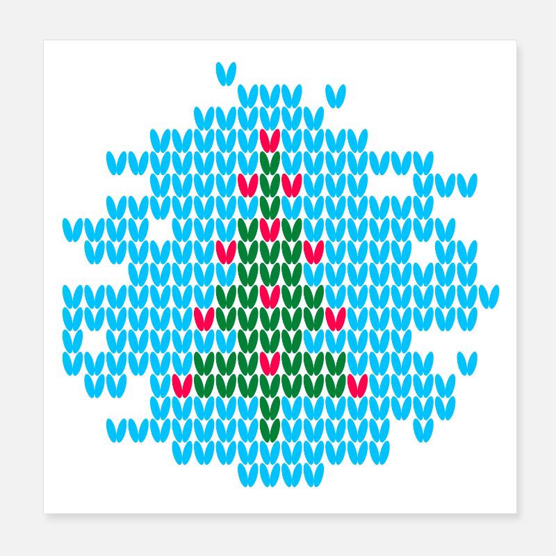 Christmas Tree Knit Ugly Christmas Xmas Pattern Poster 8" x 8" (20x20 cm)