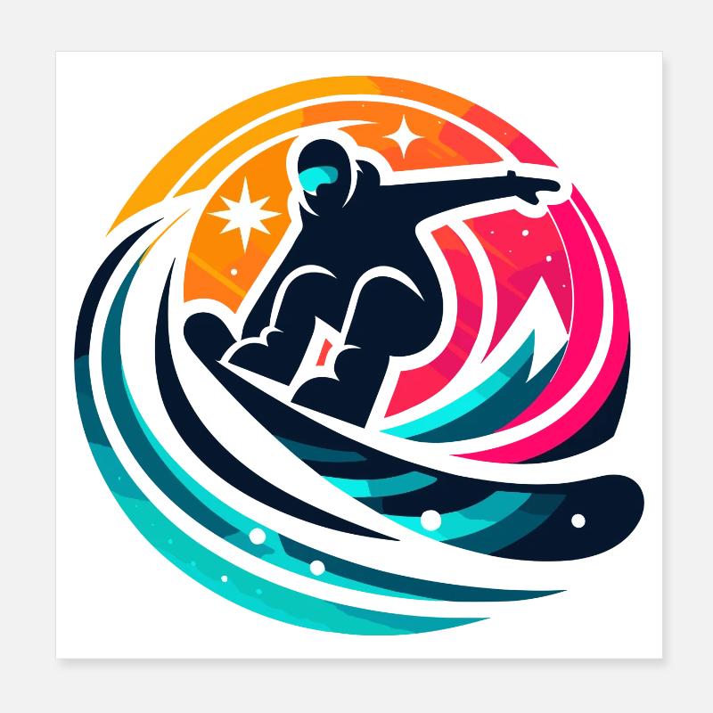 Course Ardente : Passion Graphique du Snowboarder Poster 20 x 20 cm
