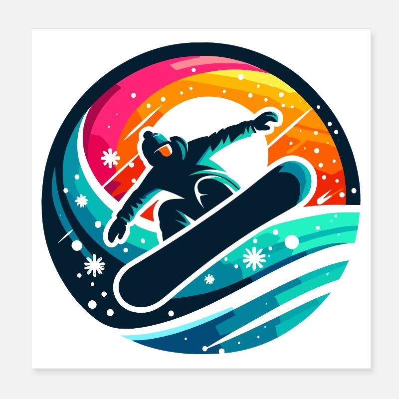 Vibrationen der Snowboard-Evolution Poster 20x20 cm