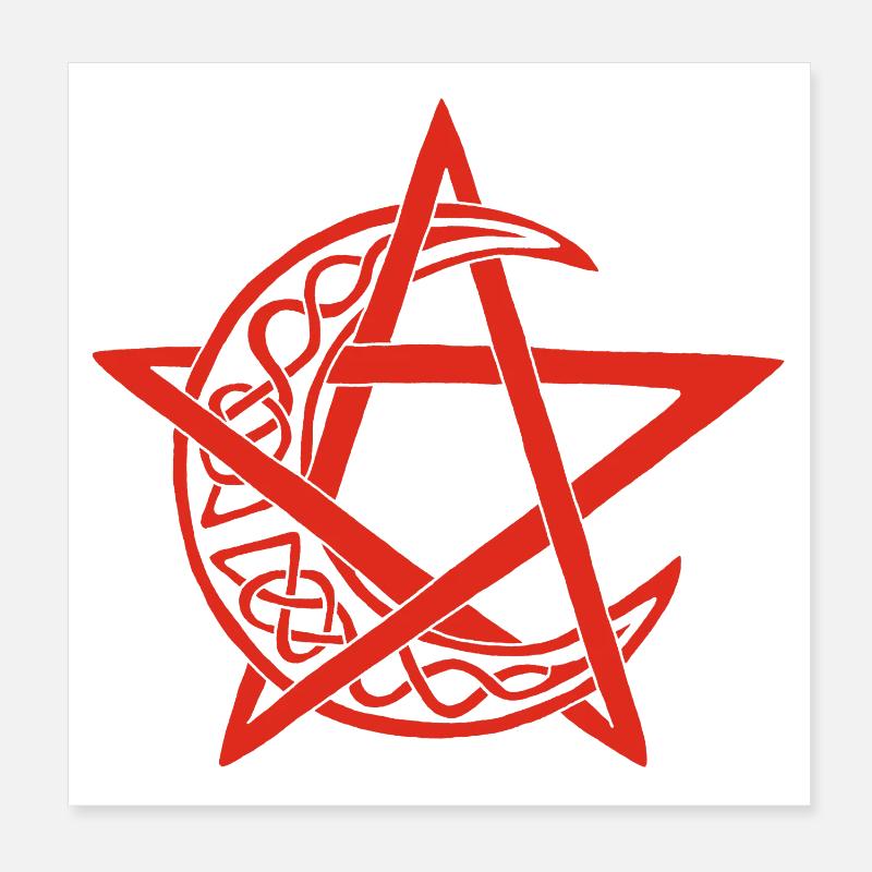 Red Lunar Pentagram Poster 8" x 8" (20x20 cm)