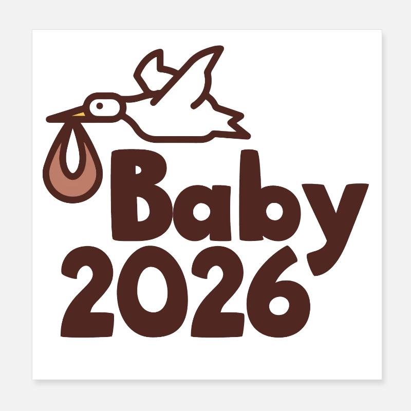 Bébé cigogne 2026 Poster 20 x 20 cm