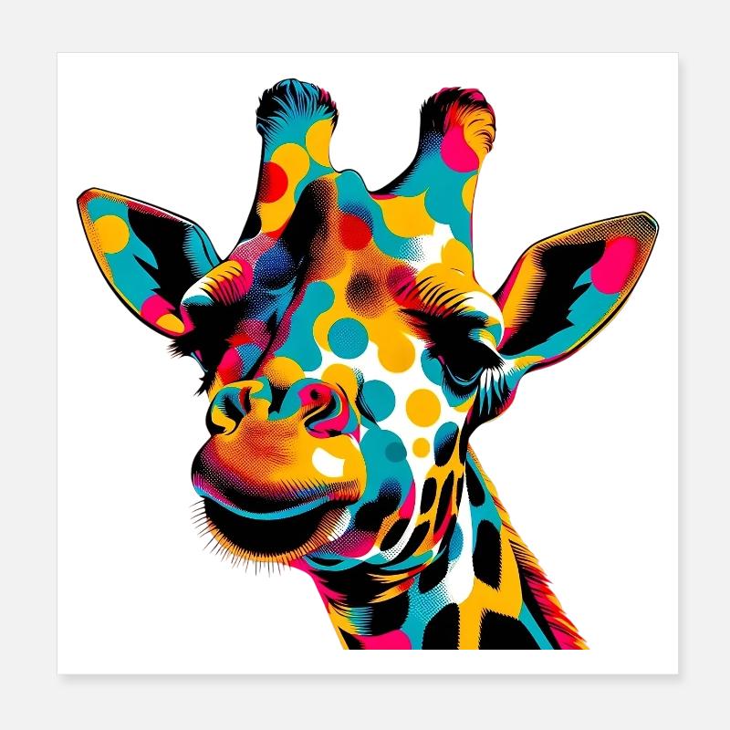 Giraffe Pop Art Poster 8" x 8" (20x20 cm)