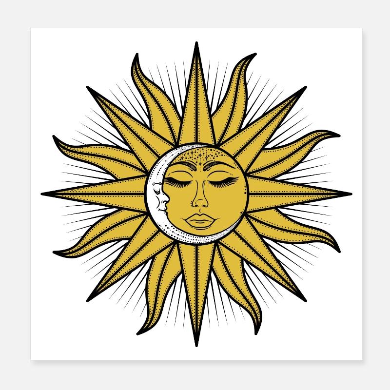 The Sleeping Sun And Moon Poster 8" x 8" (20x20 cm)