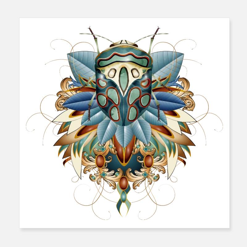 Exotic African Insect in Leaf Amulet Poster 8" x 8" (20x20 cm)