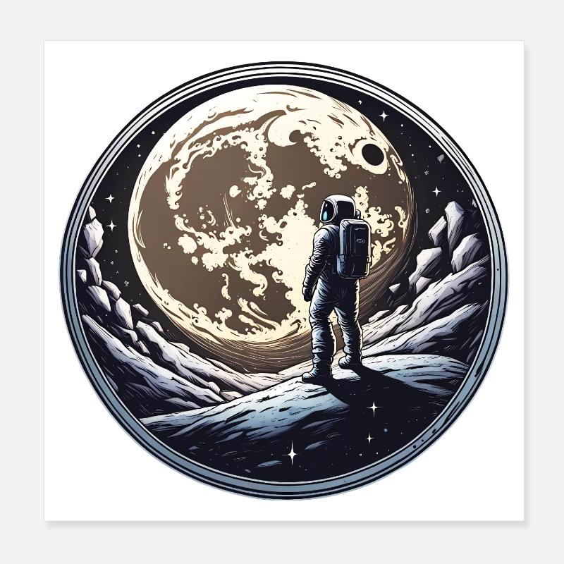 Moon man - Poster 8" x 8" (20x20 cm) - white