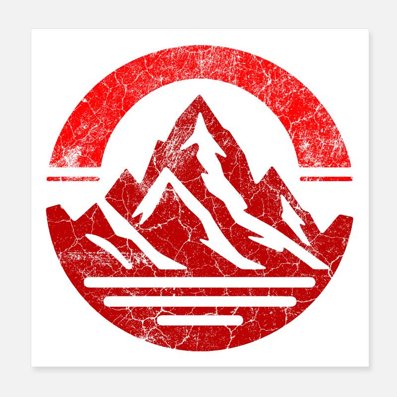 Vintage Red Mountain Poster 20 x 20 cm