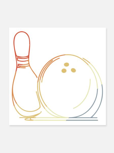 Bowlingkugel und Pin Skizze - Poster 20x20 cm - Weiß - Vorne