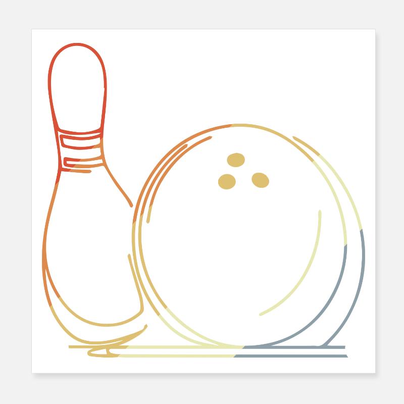 Bowlingkugel und Pin Skizze Poster 20x20 cm