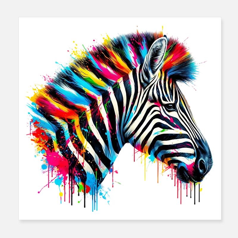 Zebra Poster 8" x 8" (20x20 cm)