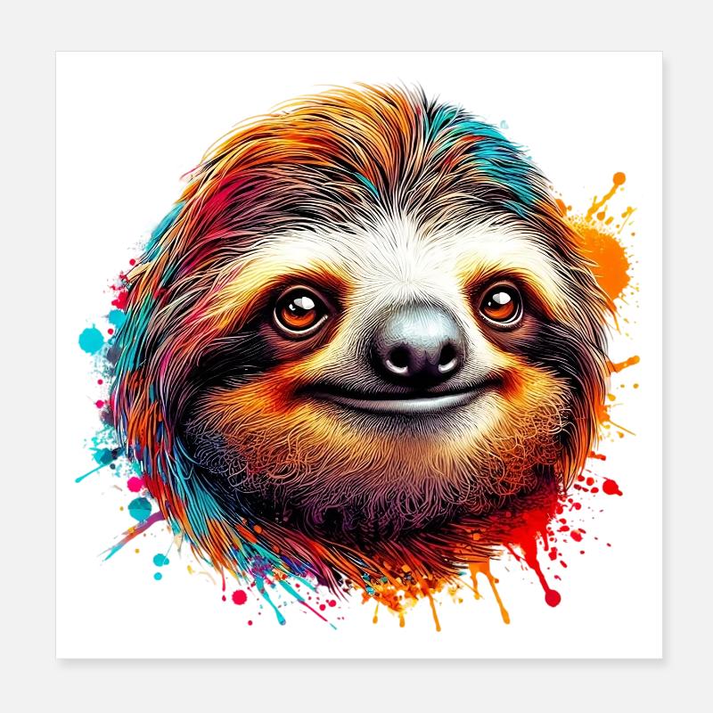 Sloth Poster 8" x 8" (20x20 cm)