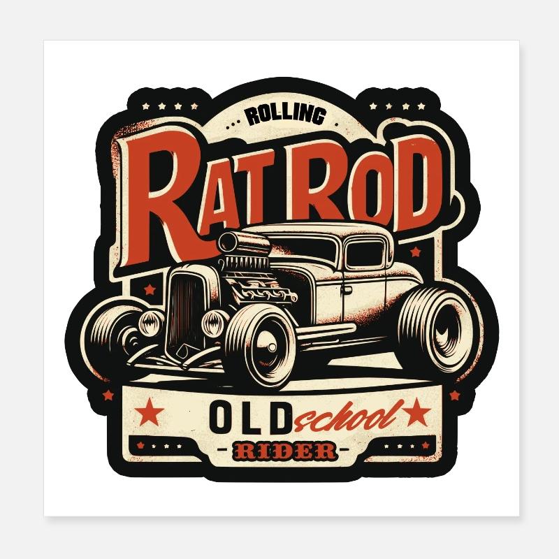 Ratsking Ratlook Shirt – Rustikaler Custom Style - Poster 20x20 cm - Weiß