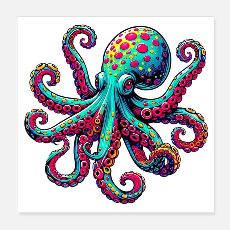 Octopus Poster 8" x 8" (20x20 cm)