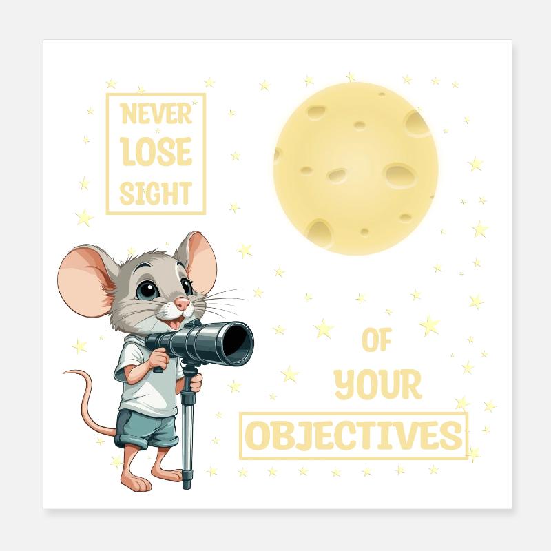 Mouse and Cheese Moon Poster 8" x 8" (20x20 cm)