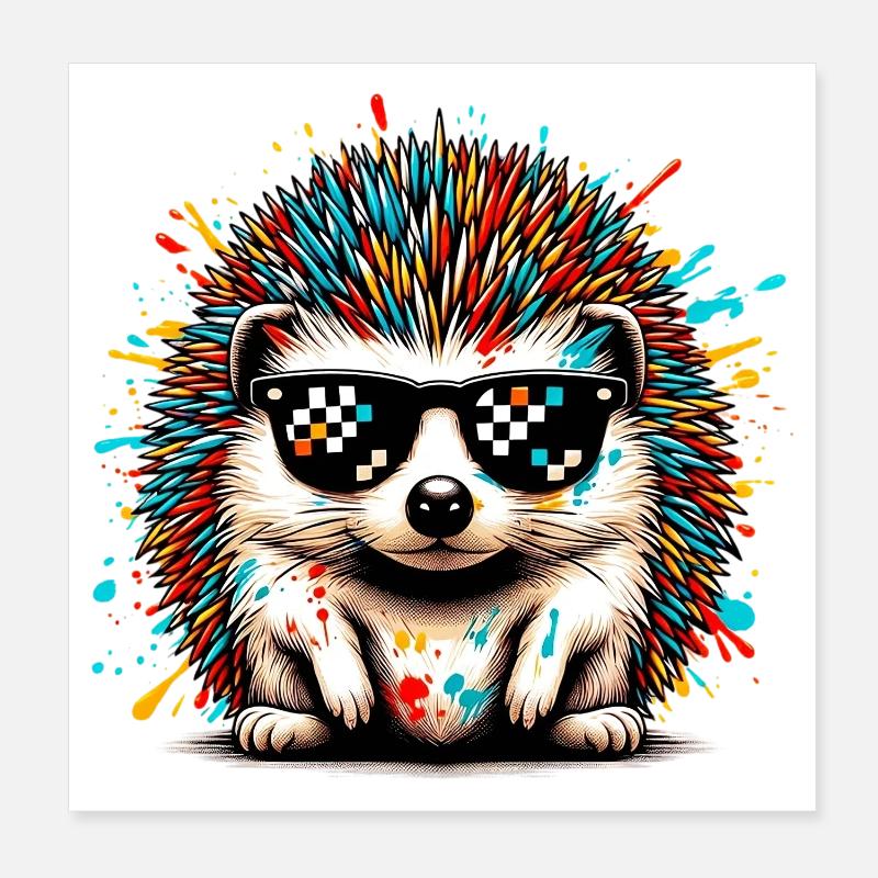 Igel mit Sonnenbrille Poster 20x20 cm