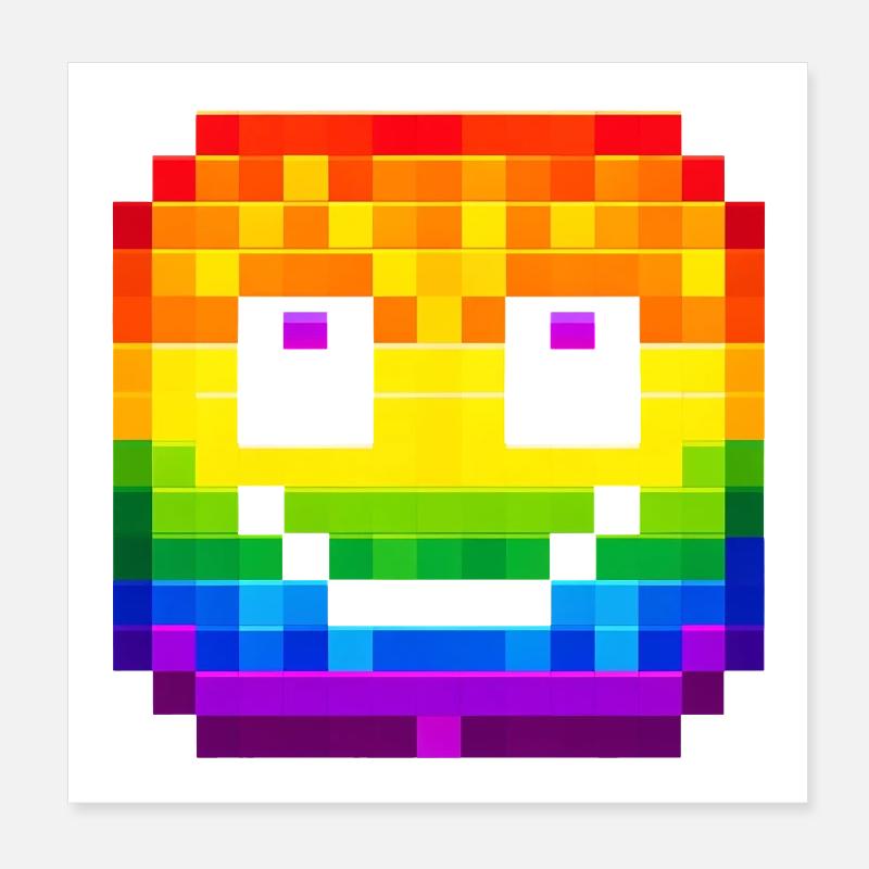 Visage pixelisé Rainbow Smile Poster 20 x 20 cm