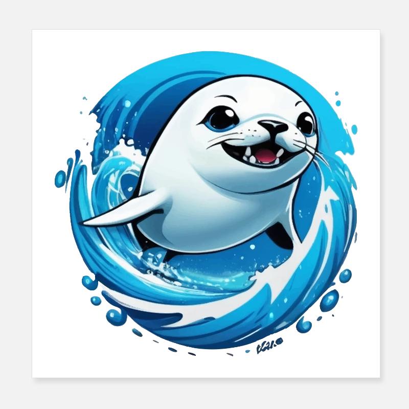 Phoque Phoque Mer Poster 20 x 20 cm