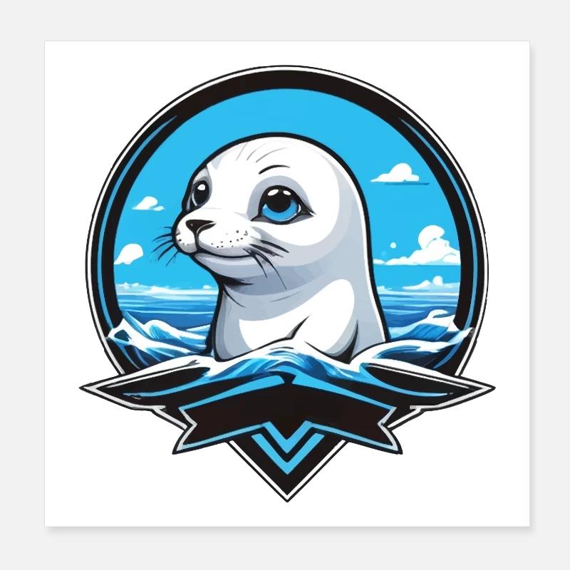 Kleine Robbe Robben Meer Poster 20x20 cm