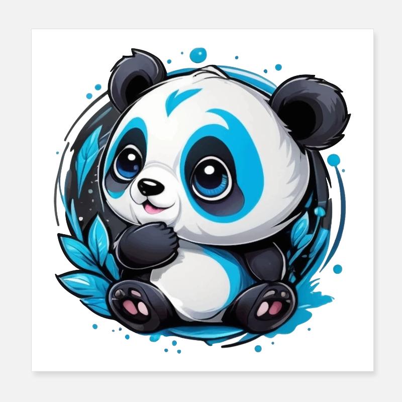 Panda Bear Small and Cute Poster 8" x 8" (20x20 cm)