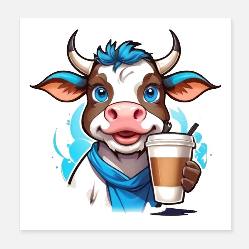 Vache à café Poster 20 x 20 cm
