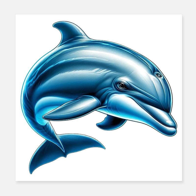 Dolphin Poster 8" x 8" (20x20 cm)